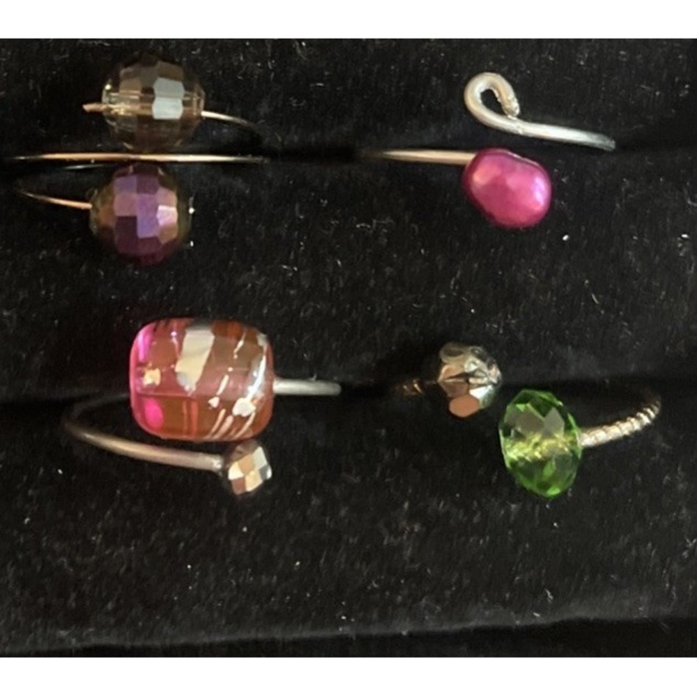 Lot of 12 Wire-Wrapped Rings Beads Handmade Costume #4 - Picture 3 of 4